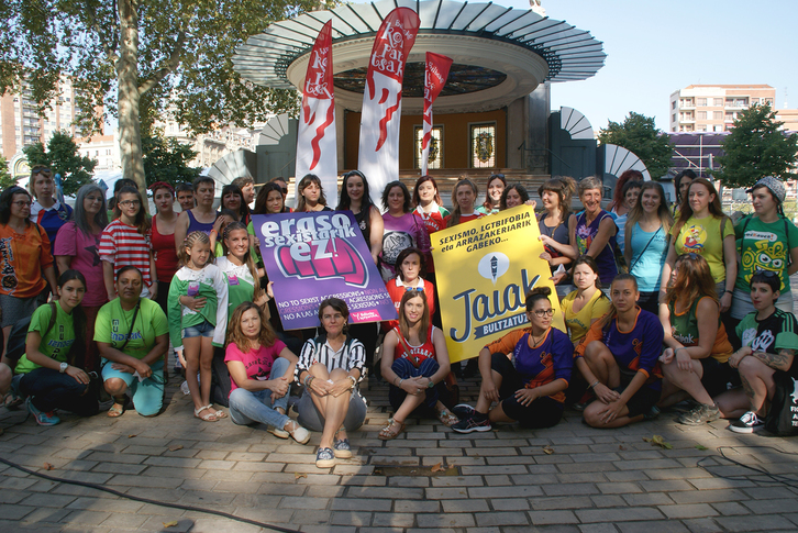 Comparecencia de Bilboko Konpartsak contra las agresiones machistas. (Bilboko Konpartsak)