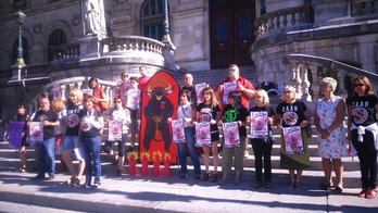 Rueda de prensa en la que han presentado la movilización. (@goikodeustu)