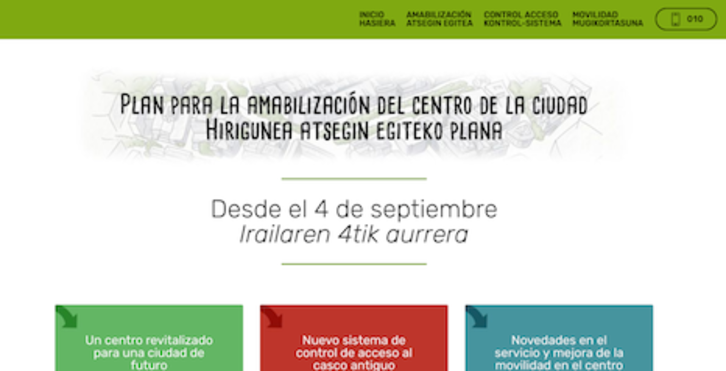 Imagen de la página web en la que se puede realizar consultas relacionadas con los cambios en el tráfico en Iruñea.