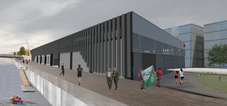 Deustuko arraun pabiloi berriaren maketa. (Bilboko Udala)