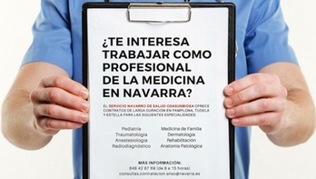 Imagen de la campaña de captación de profesionales de Medicina. (GOBIERNO DE NAFARROA)