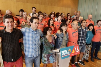 Comparecencia de Gure Esku Dago, hoy en Bilbo. (Aritz LOIOLA/ARGAZKI PRESS)