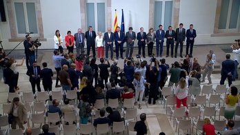 Comparecencia del Govern en pleno tras firmar la convocatoria del referéndum. (@324cat)