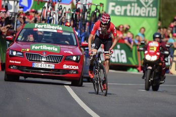 Sander Armée sufre en los últimos metros antes de lograr la victoria. (José JORDÁN / AFP)