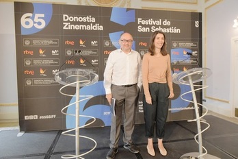 Jose Luis Rebordinos zuzendaria eta Ruth Perez de Anuzita komunikazio arduraduna. (Gorka RUBIO/ARGAZKI PRESS)