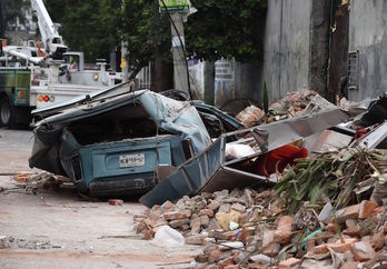Daños causados por el terremoto en Ciudad de México. (Pedro ESTRELLA / AFP)