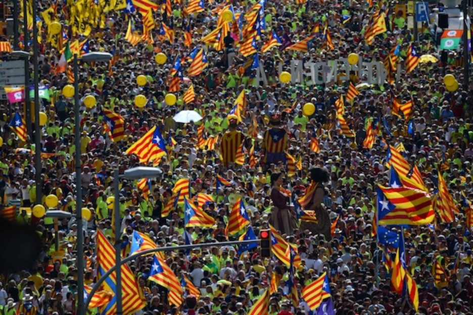 Las esteladas han copado todo el recorrido. (Josep LAGO/AFP)