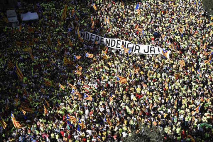 Imagen de la movilización celebrada en Barcelona. (Josep LAGO / AFP)