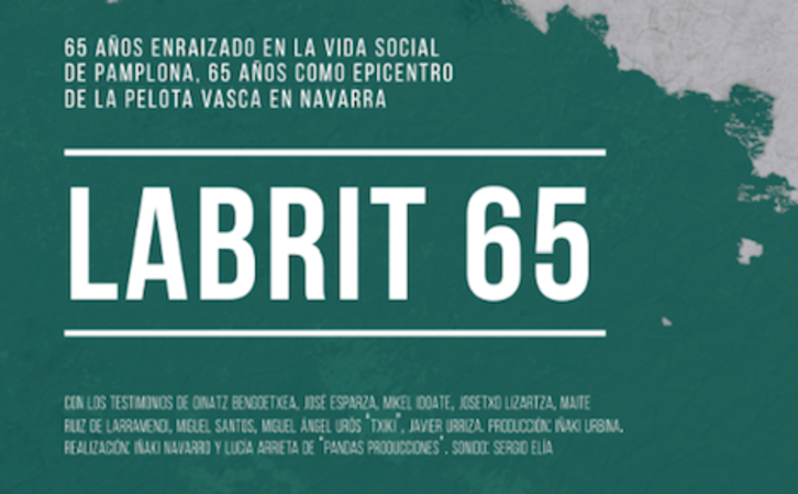 Cartel del corto documental ‘Labrit 65’ sobre el frontón iruindarra.