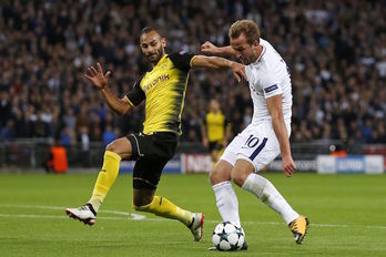 Harry Kane ha firmado un doblete en la victoria del Tottenham sobre el Borussia. (IAN KINGTON / AFP)