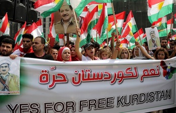 Kurdos residentes en Beirut se movilizan a favor del referéndum de independencia. (Anwar AMRO/AFP PHOTO)