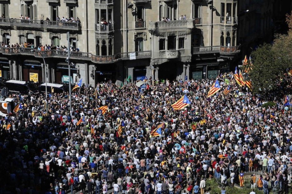 Imagen de las cercanías de la Conselleria de Economía. (Pau BARRENA/AFP)