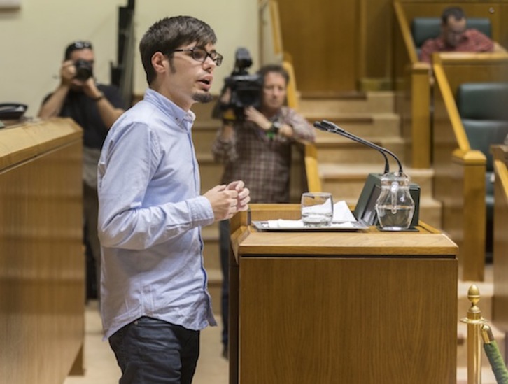 Lander Martínez, portavoz parlamentario de Elkarrekin Podemos. (Juanan RUIZ/ARGAZKI PRESS)