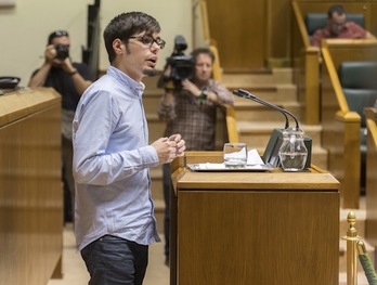 Lander Martínez, portavoz parlamentario de Elkarrekin Podemos. (Juanan RUIZ/ARGAZKI PRESS)