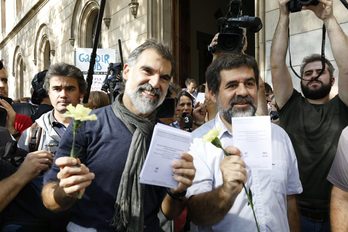 Cuixart y Sànchez, tras la concentración en Barcelona. (@assemblea)