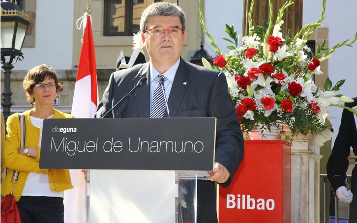 Aburto ha participado en el homenajea a Unamuno. (Bilboko Udala)