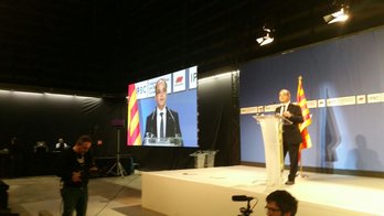 El portavoz del Govern, Jordi Turull, en su comparecencia. (@Govern)