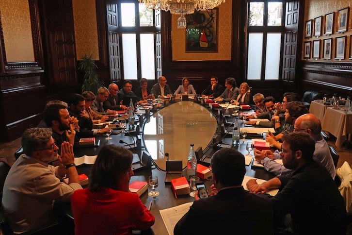 Reunión de la Junta de Portavoces del Parlament, esta mañana. (@parlament_cat)