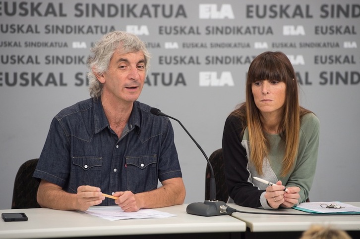 Mikel Noval y Janire Landaluze, en la comparecencia de hoy. (Monika DEL VALLE/ARGAZKI PRESS)