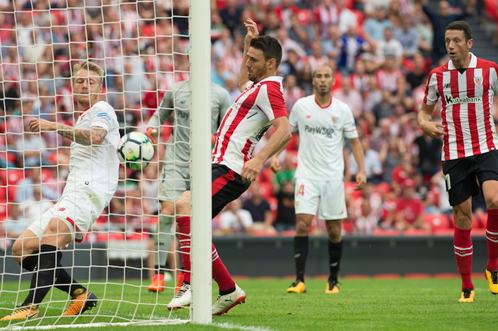 Mikel Vesga ha sido el goleador de hoy. (Monika DEL VALLE/ARGAZKI PRESS)