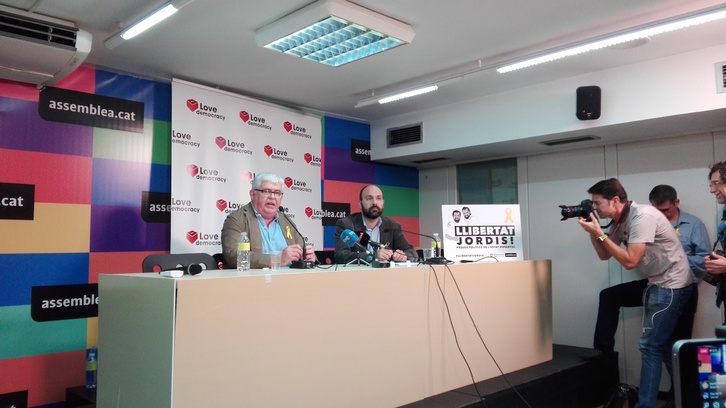 Alcoberro y Mauri en la comparecencia de hoy.