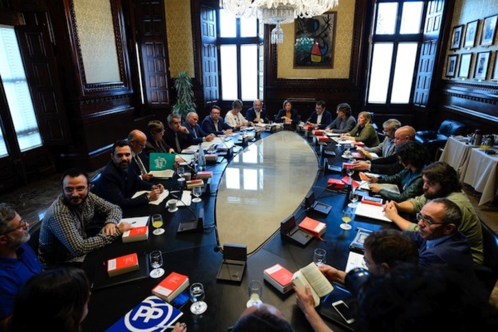 Reunión de la Junta de Portavoces del Parlament esta mañana. (Josep LAGO/AFP)