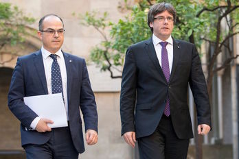 Turull y Puigdemont, en una imagen de archivo. (Pau BARRENA/AFP)