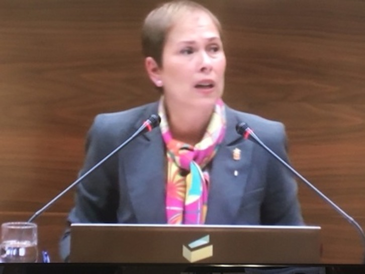 Barkos, durante su intervención en el Debate sobre el Estado de Nafarroa.