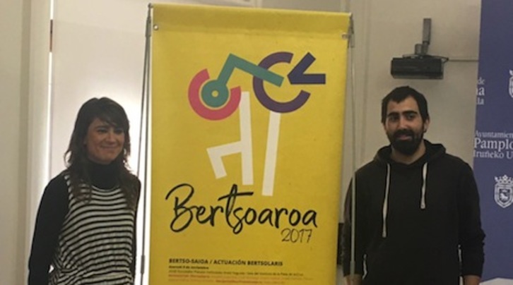 Un momento de la presentación de la nueva edición de Bertsoaroa. (AYUNTAMIENTO DE IRUÑEA)