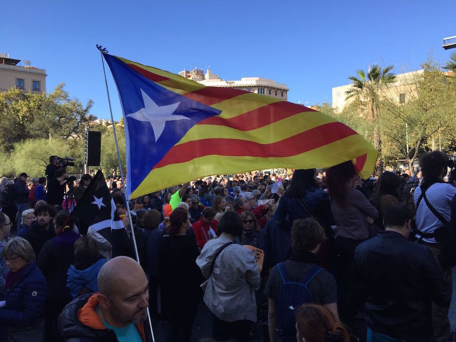 Las esteladas, también presentes en la concentración. (Ramón SOLA) Las esteladas, también presentes en la concentración. (Ramón SOLA)