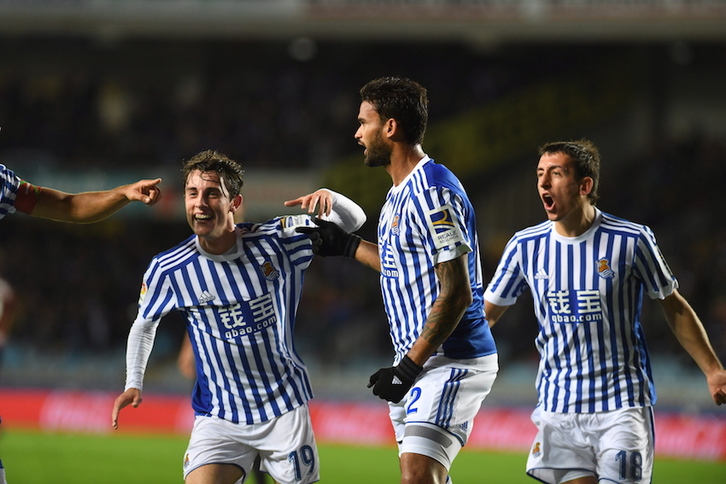 Odriozola eta William Jose, Realaren lehenengo golaren arduradun nagusiak. (Jon URBE/ARGAZKI PRESS)