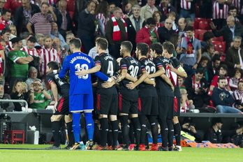 Once titular del Athletic ante el Ostersund en Europa League. (Luis JAUREGIALTZO / ARGAZKI PRESS)