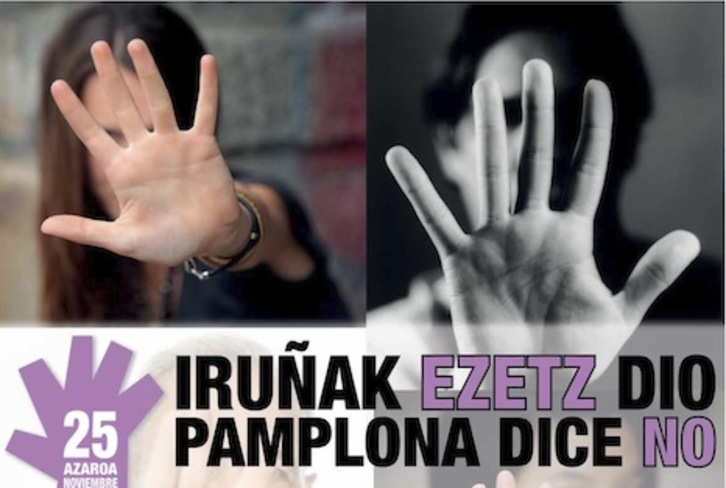 Cartel de los actos que ha organizado el Consistorio con motivo del Día contra la violencia machista. (AYUNTAMIENTO DE IRUÑEA)