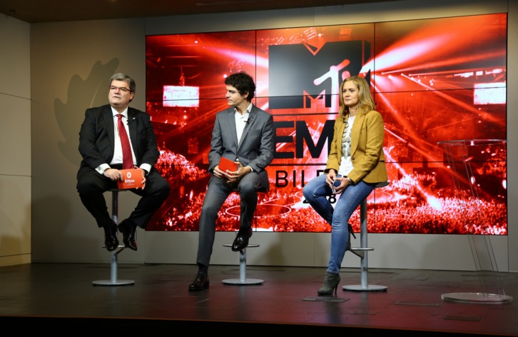 Rementeria, Aburto y Del Campo han realizado una comparecencia conjunta por los premios MTV. (Bilboko Udala)