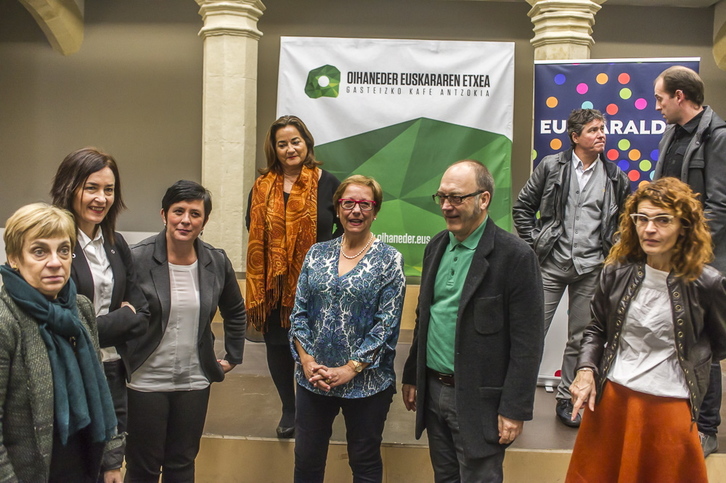 Euskararen Nazioarteko Egunerako adierazpen bateratua aurkeztu dute gaur EAEko erakundeek, EUDELek eta UEMAk.(Jaizki FONTANEDA / ARGAZKI PRESS)