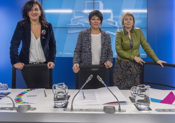 Comparecencia de Jasone Agirre, Maddalen Iriarte y Miren Larrion, parlamentarias de EH Bildu. (Juanan RUIZ/ARGAZKI PRESS)