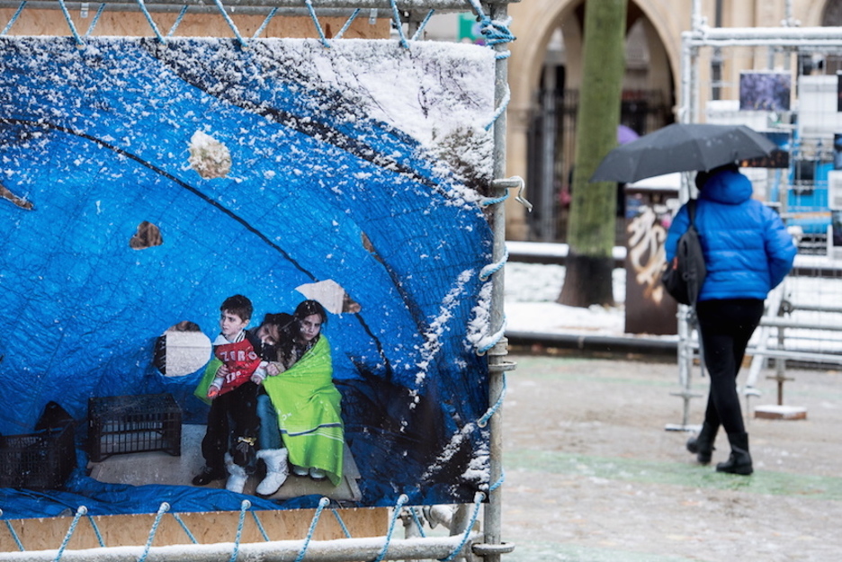 Exposición sobre refugiados en Iruñea. (Iñigo URIZ / ARGAZKI PRESS)
