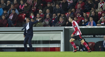 Ziganda y Susaeta en un partido en San Mamés durante esta temporada. (Marisol RAMIREZ / ARGAZKI PRESS)