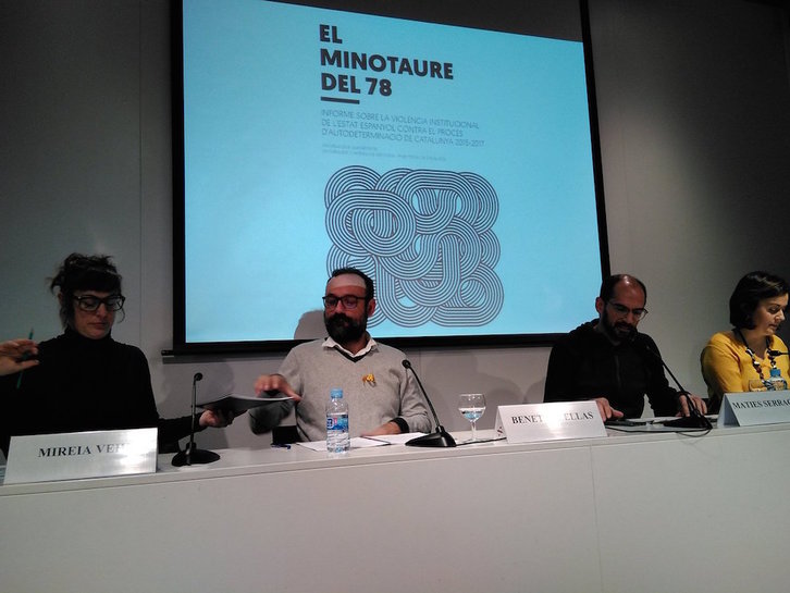 Mireia Vehí, Benet Salellas, Maties Serracant y Elvi Vila, durante la presentación del informe ‘El Minotaure del 78’. (@cupnacional)