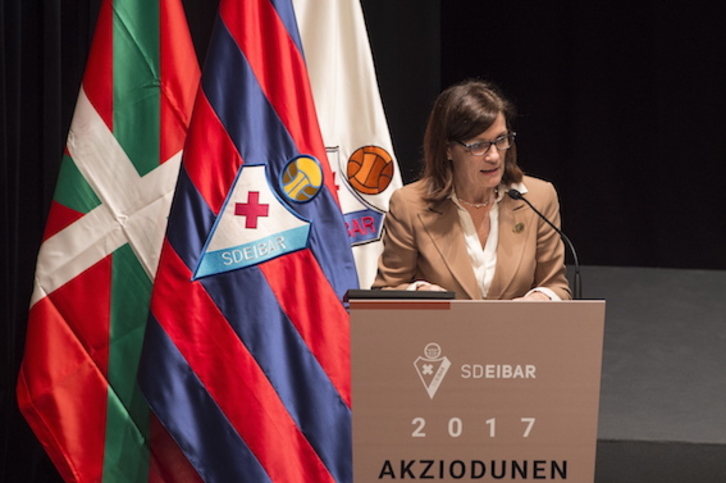 Amaia Gorostiza, presidenta del Eibar, durante su intervención. (Monika DEL VALLE/ARGAZKI PRESS)