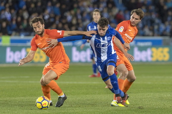 Munir ha marcado el gol que ha dado la victoria al Alavés. (Juanan RUIZ / ARGAZKI PRESS)