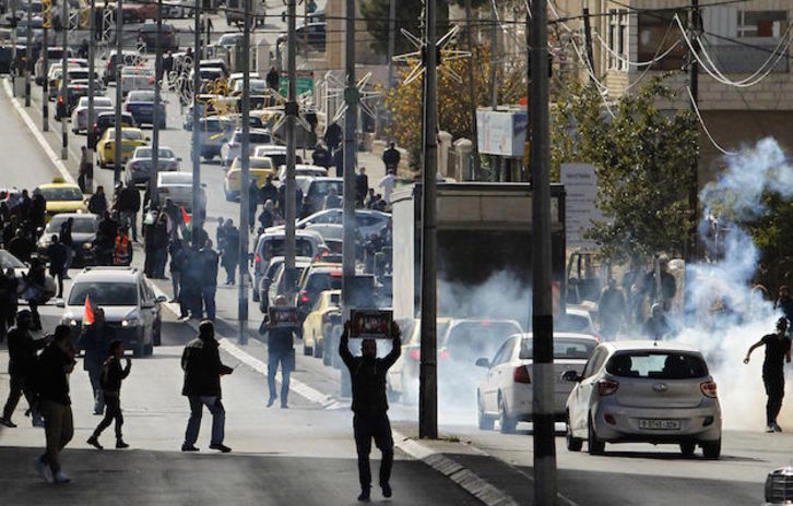 Protesta palestina en Belén contra la decisión de EEUU de reconocer a Jerusalén como capital de Israel. (Musa AL SHAER / AFP)