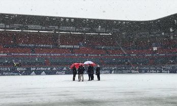 Así estaba El Sadar a primera hora de esta tarde. (@CAOsasuna)
