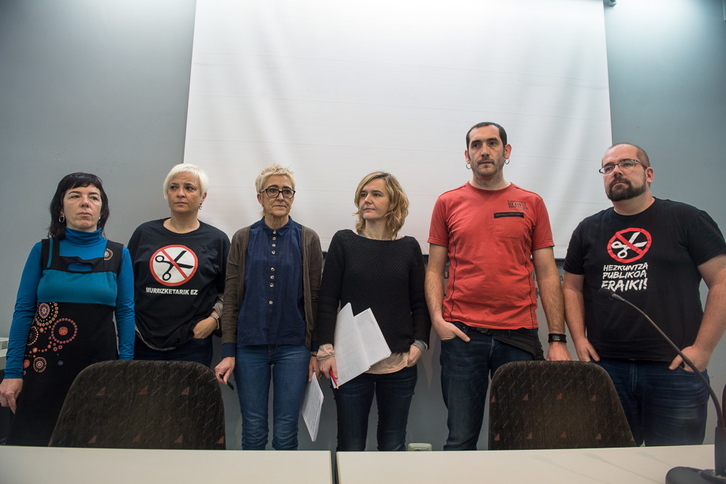 ELA, LAB eta Steilas sindiaktuek agerraldia egin dute Bilbon. (ARGAZKI PRESS)