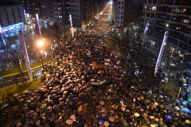 Imagen aérea de la movilización de Bilbo. (ARGAZKI PRESS)