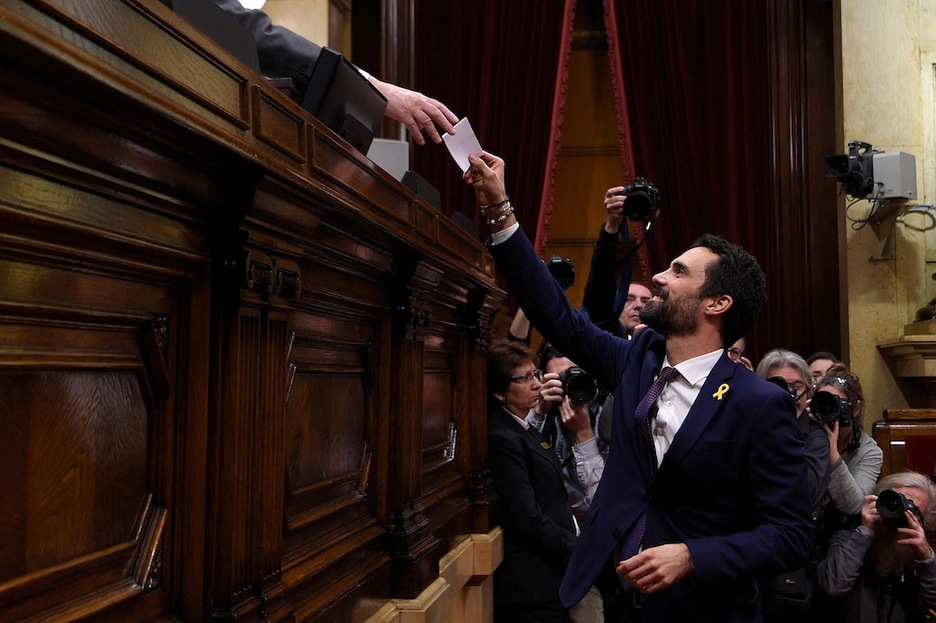 Roger Torrent, el nuevo presidente del Parlament. (Lluis GENE / AFP)