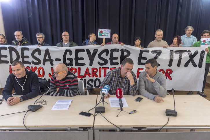 Los comités de empresa de Edesa Industrial y de Geyser-Gastech comparecieron conjuntamente el pasado viernes. (Juanan RUIZ / ARGAZKI PRESS)