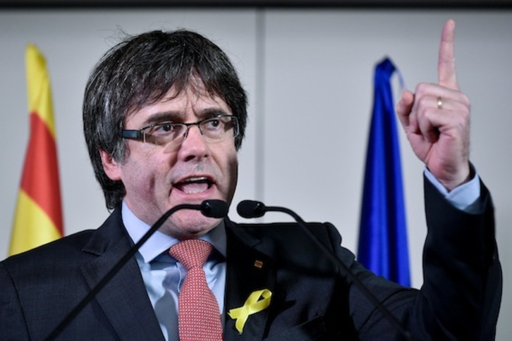 Carles Puigdemont, durante una comparecencia en Bruselas. (John THYS/AFP)