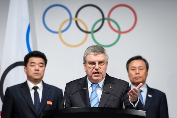 Nazioarteko Olinpiar Batzordeko presidentea, Thomas Bach. (Fabrice COFFRINI/AFP)