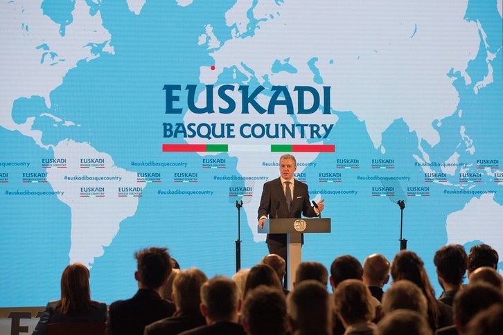 Urkullu durante la presentación de la campaña de internacionalización de la CAV. (@iurkullu)